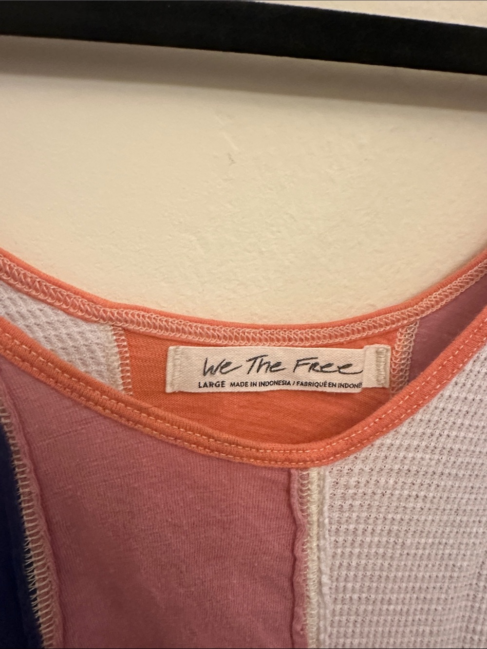 We the Free Striped Tie-Shoulder Tank Top Multicolor Exposed Seams Sz L Summer - Picture 2 of 3